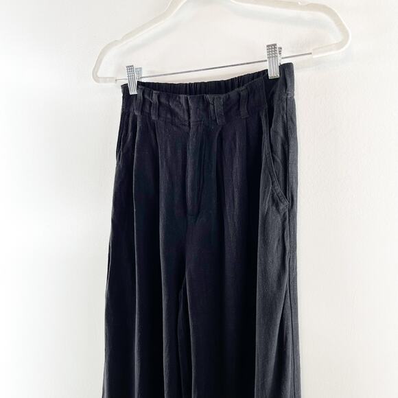 Z Supply High Rise Wide Leg Farrah Linen Blend Pants Trousers Black XS - Picture 7 of 10